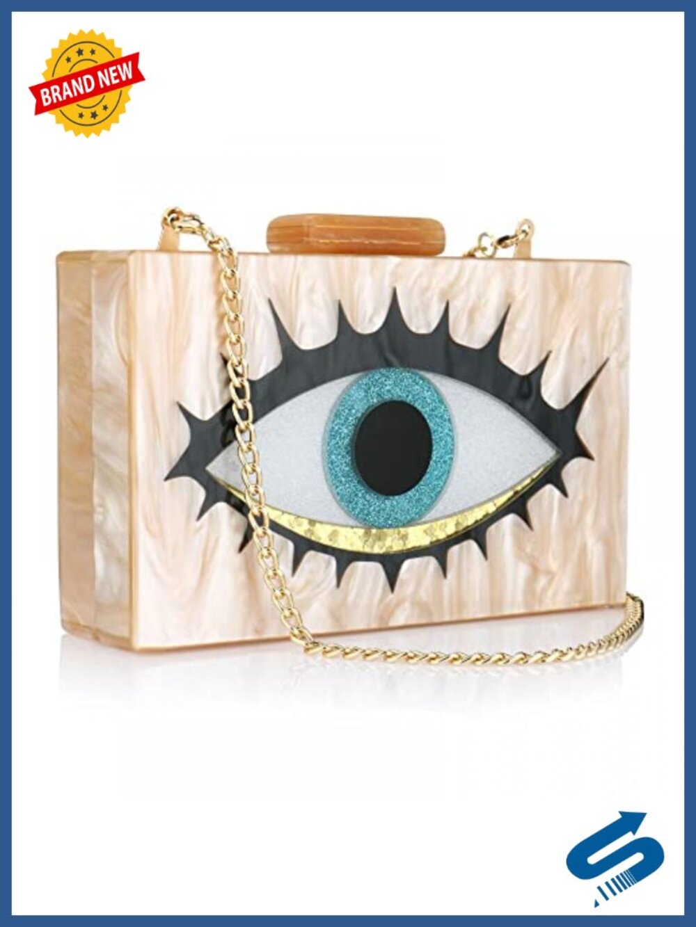 Acrylic Box Clutch Geometric Perspex Evening Bag with Chain Crossbody